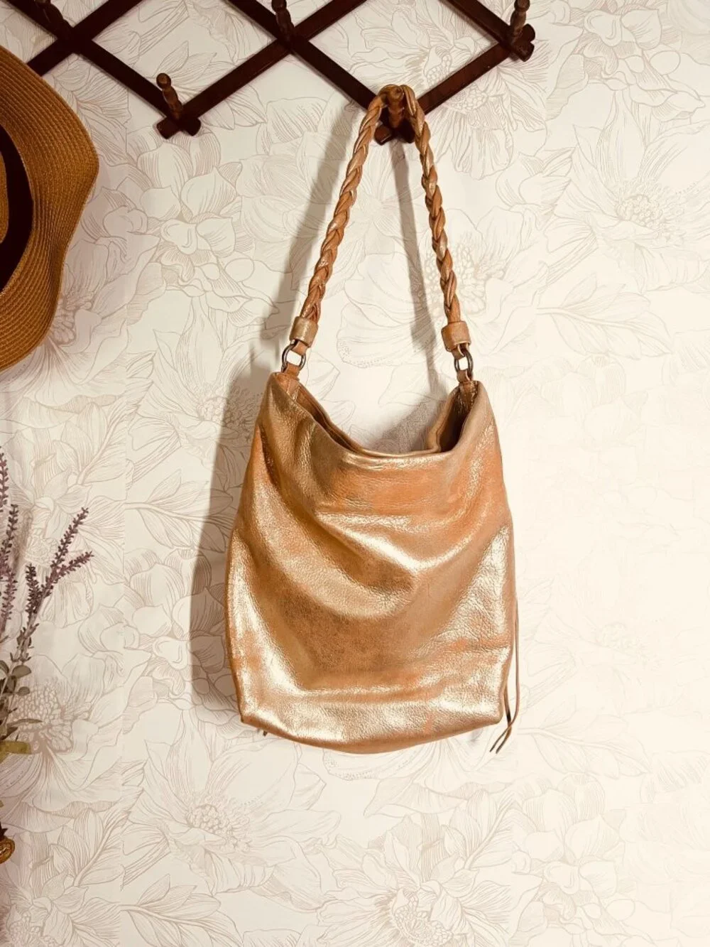Hobo Lindley Metallic Leather Shoulder Bag With Braided Strap & Tassels Sandlewo